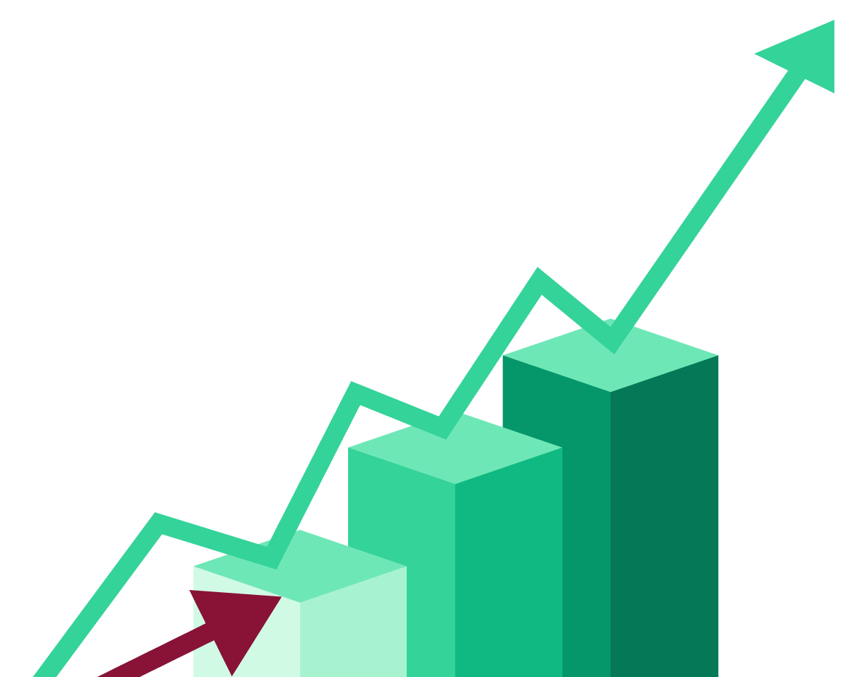 Chart icon with upwards trajectory showing growth