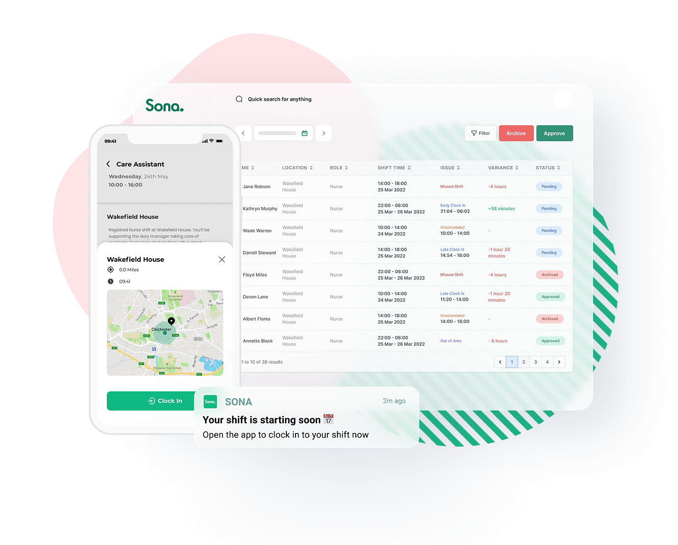Tracking time and attendance using Sona's workforce management software